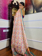 Multi Shade Linen Sequined Saree