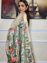 Basil Green Organza Silk Saree