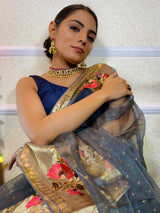 Millennium Grey Organza Silk Saree