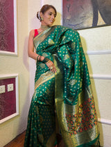 Pine Green Banarasi Patola Silk Saree