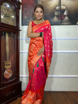 Queen Pink Banarasi Ghatchola Handloom Silk Saree