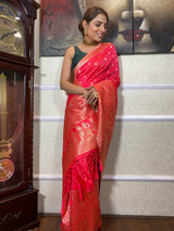 Punch Pink Banarasi Silk Saree