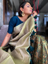 Pine Green Uppada Cotton Silk Saree