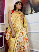 Pearl White Uppada Cotton Silk Saree