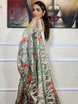 Basil Green Organza Silk Saree