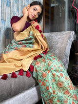 Seafoam Green Uppada Cotton Silk Saree