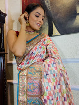 Multi Shade Linen Sequined Saree