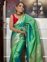 Parakeet Green Banarasi Silk Saree