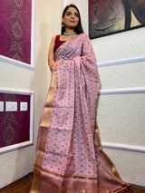Blush Pink Uppada Cotton Silk Saree