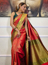 Queen Pink Katan Silk Banarasi Handloom Saree