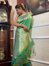 Parakeet Green Banarasi Silk Saree