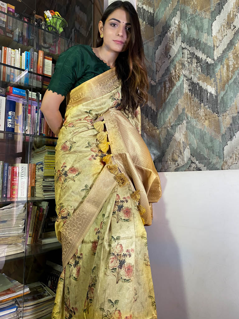 Fern Green Uppada Cotton Silk Saree