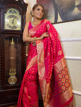 Queen Pink Banarasi Patola Silk Saree