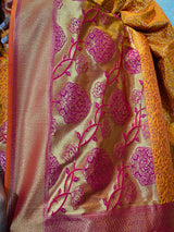 Mustard Gold Katan Silk Banarasi Handloom Saree