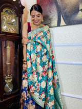 Ocean Navy Blue Designer Banarasi Silk Saree