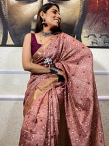 Mahogany brown Uppada Cotton Silk Saree