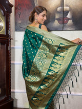Peacock Green Banarasi Silk Saree