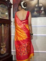 Mustard Yellow Patola Silk Saree