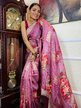 Taffy Violet Designer Banarasi Silk Saree