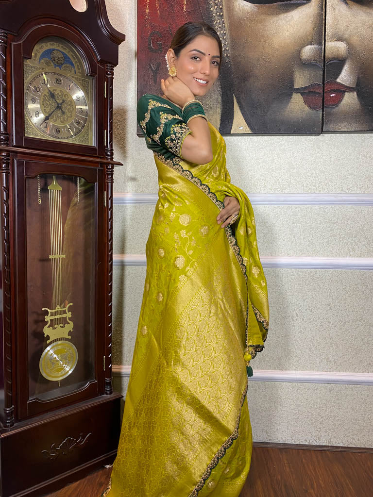 Baby Mehendi Banarasi Uppada Silk Saree