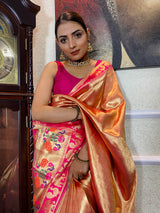 Queen Pink Banarasi Silk Saree