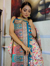 Multi Shade Linen Sequined Saree