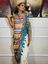 Daisy White Linen Sequined Saree