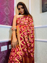 Magenta Red Georgette Bandhej Saree