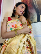 Pearl White Uppada Cotton Silk Saree