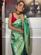 Parakeet Green Banarasi Silk Saree