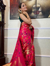 Queen Pink Banarasi Silk Saree