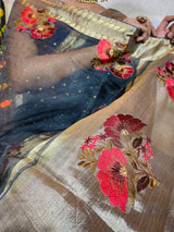 Millennium Grey Organza Silk Saree