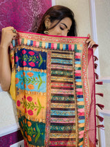 Tuscan Yellow Linen Sequined Saree