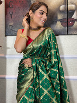 Pine Green Banarasi Silk Ghatchola Saree