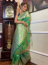 Parakeet Green Banarasi Silk Saree