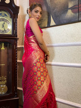 Queen Pink Banarasi Patola Silk Saree