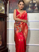 Scarlet Red Banarasi Patola Silk Saree