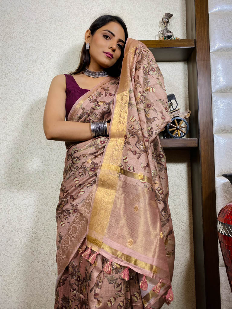 Sepia Brown Uppada Cotton Silk Saree