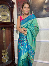 Teal Green Patola Silk Saree