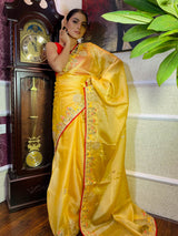 Canary yellow Organza Silk Saree