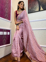 Blush Pink Uppada Cotton Silk Saree