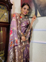 Mauve Violet Designer Banarasi Silk Saree