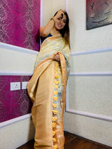 Multi Shade Hand Dyed Banarasi Silk Saree