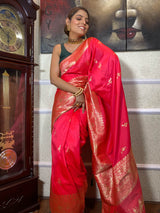 Punch Pink Banarasi Silk Saree
