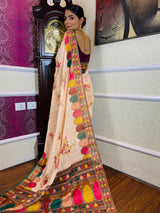 Latte Orange Linen Sequined Saree