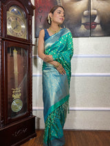 Teal Green Banarasi Silk Saree