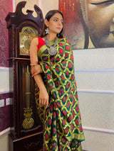 Bottle Green Georgette Bandhej Saree