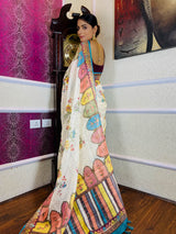Daisy White Linen Sequined Saree