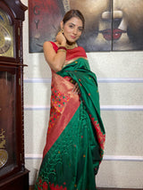 Pine Green Patola Silk Saree