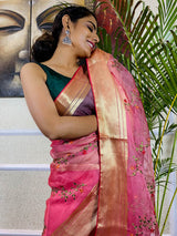 Fuchsia Pink Organza Silk Saree